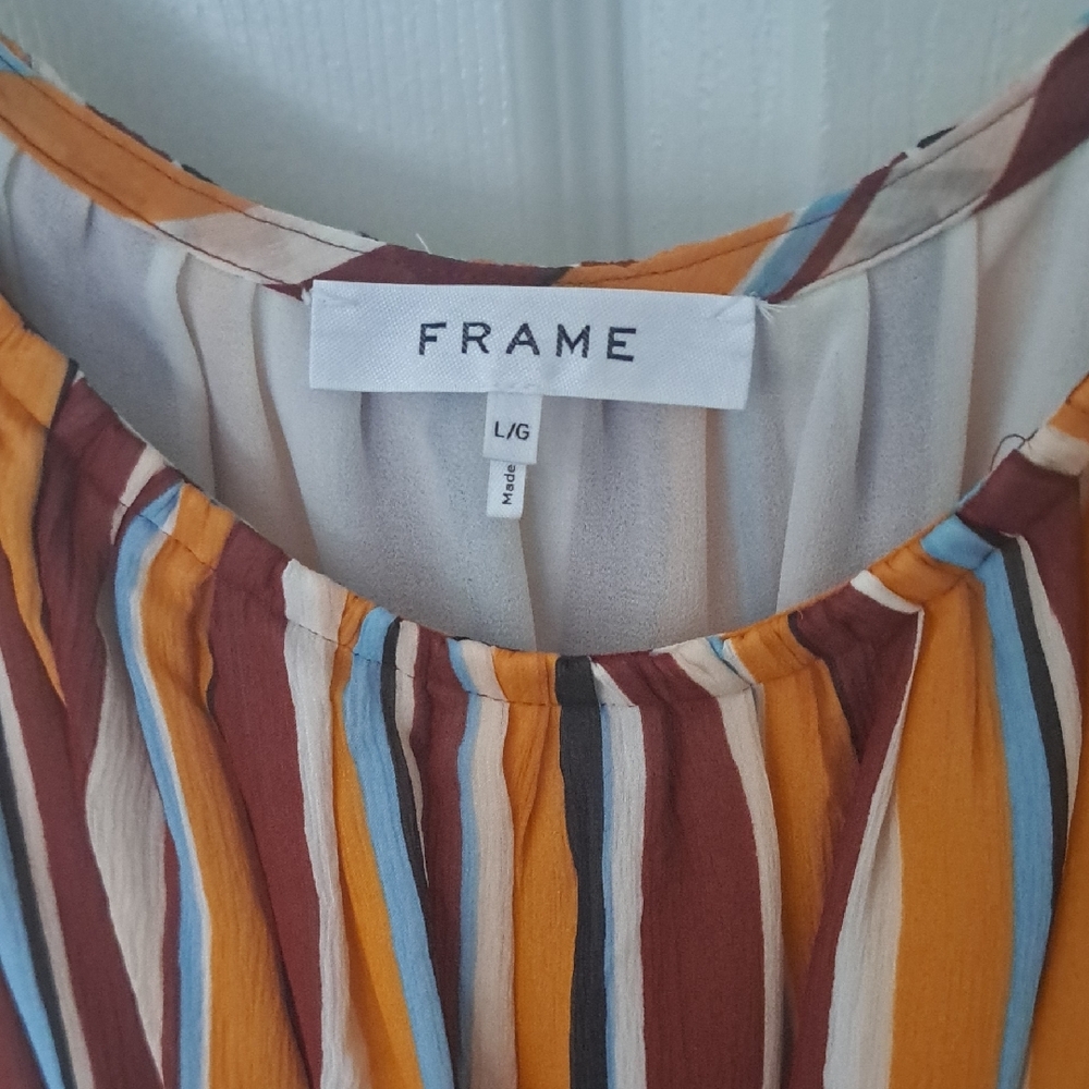 NWOT Frame Silk Dress, Sunrise Multi, Size L - Picture 2 of 6
